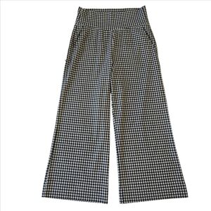 Cabi Women's Black White Gingham Wide Leg Palazzo Pants Size Medium Pull On Boho